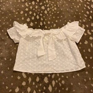 White boutique crop eyelet top